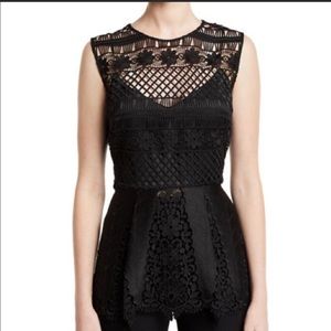 Elie Tahari Alessandra blouse in floral crochet.